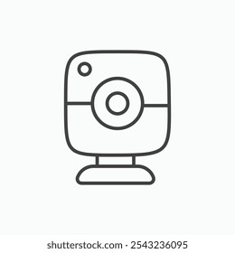 Web camera icon in black outlined and solid.