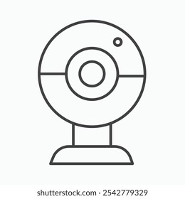 Icono de cámara de Web en blanco y negro contorneado
