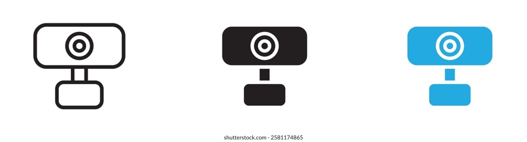 Web camera icon black white vector outline