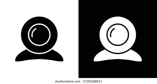 Icono de la cámara de Web. Icono de diseño plano simple en blanco y negro