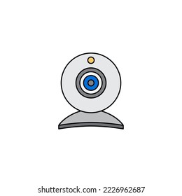 Icono de cámara web en color, aislado en fondo blanco 