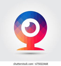 Web camera icon, Colorful geometric style
