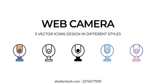 web camera Icon Design in Five style with Editable Stroke. Line, Solid, Flat Line, Duo Tone Color, and Color Gradient Line. Suitable for Web Page, Mobile App, UI, UX and GUI design.