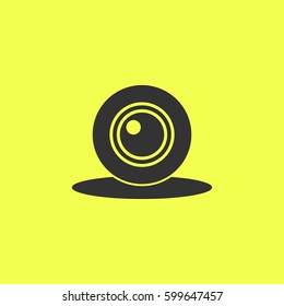 Web camera icon flat. Black pictogram on white background. Vector illustration symbol and bonus button