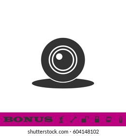 Web camera icon flat. Black pictogram on white background. Vector illustration symbol and bonus button