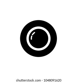 Web camera icon in flat style isolated on white background. Simple camera symbol. Lens sign in black. Abstract optic icon. Vector illustration for graphic design, logo, Web, UI, mobile upp