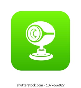 Web camera icon green vector isolated on white background