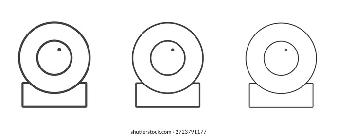Web camera icon in line art doodle style. Editable stroke outline sign, eps 10