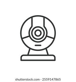 Web camera, icon in line design. Web camera, webcam, video call, streaming, camera icon, online meeting, live stream on white background vector. Web camera, icon in line design editable stroke icon