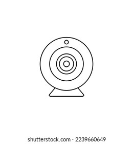 Icono de cámara web en icono de estilo de línea, aislado en fondo blanco