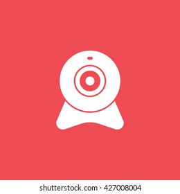 Web Camera Icon On Red Background