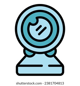 Web camera icon outline vector. Online conference. Video screen color flat