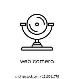 Web camera icon. Trendy modern flat linear vector Web camera icon on white background from thin line E-learning and education collection, editable outline stroke vector illustration