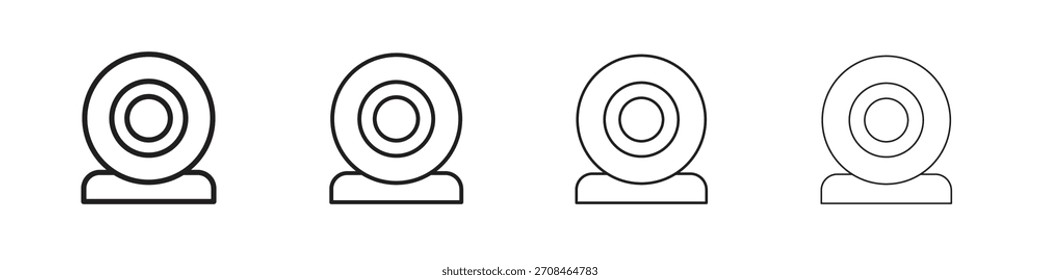 Iconos de cámara de Web en Elementos de línea simple negros.