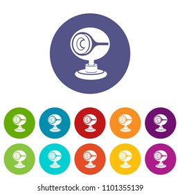 Web camera icons color set vector for any web design on white background