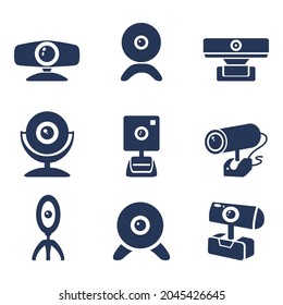 Web Camera Icons. Vector Set of Basic Webcam Pictograms.