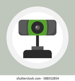 Web camera internet connection conference insight lens device and video digital equipment virtual photo focus objective vector illustration.