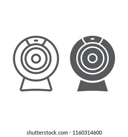 Web camera line and glyph icon, electronic and digital, video chat sign, vector graphics, a linear pattern on a white background, eps 10.