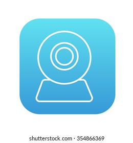 Web camera line icon for web, mobile and infographics. Vector white icon on the blue gradient square with rounded corners isolated on white background.