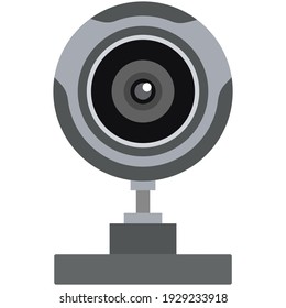 Web camera for live video conference on computer. Vector optic webcam with objective for virtual internet chat, online business meeting, digital communication isolated on white background