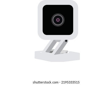 Cámara web para videoconferencia en vivo en ordenador. Cámara web de vectores ópticos con objetivo de chat virtual por internet, reunión de negocios en línea, comunicación digital aislada en fondo blanco