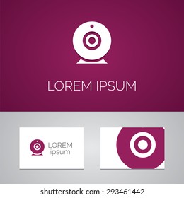 web camera logo template icon design elements with business card 