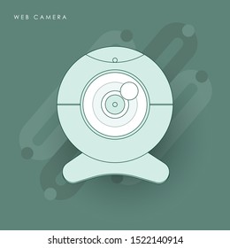 Web camera on a white background. Vector illustration. Concept of line icon with green theme