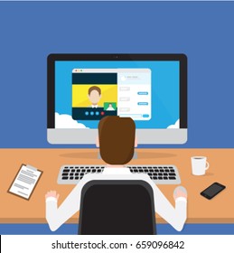 Web Camera, Online Or Conference, Video Call, Online Training, Online Conference Application Interface Concept. Flat Vector Illustration