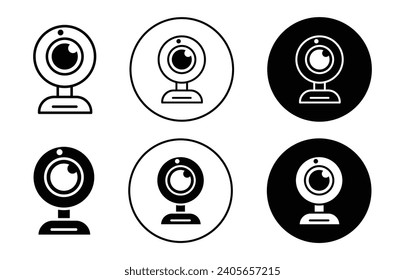Web camera security icon set vector. online spy web cam cctv to record vector illustration symbol mark