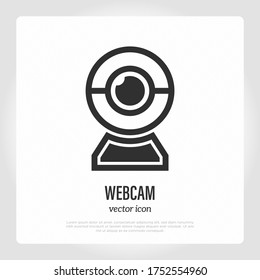 Web Camera Thin Line Icon. Device For Live Streaming. Video Call Or Conference. Modern Vector Illustration.