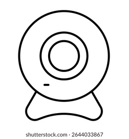 Web camera thin line icon, remote work concept. Vector graphics. Video call recording device for online conference sign on white background, style mobile or design