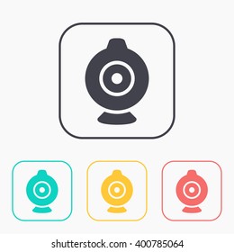 web camera vector color icon set 