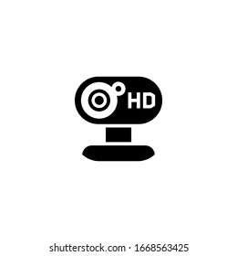 Web camera vector icon in black solid flat design icon isolated on white background