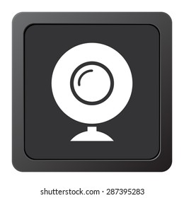 web camera - vector icon on a grey button