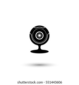Web camera vector icon with round  shadow