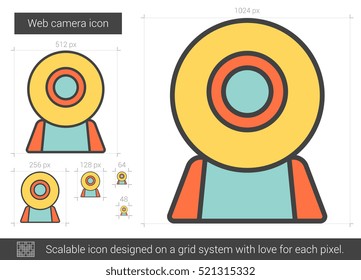 Web camera vector line icon isolated on white background. Web camera line icon for infographic, website or app. Scalable icon designed on a grid system.
