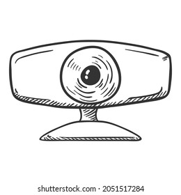 Web Camera Vector Sketch Hand Drawn Illustration