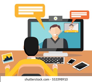 Web camera, video call, online or conference, online training, online conference application interface concept. Modern flat design for Web Banner , Website Element , Brochures, or Book cover