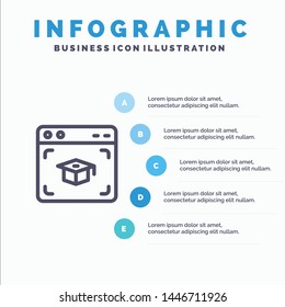 Web, Cap, Education, Graduation Line icon with 5 steps presentation infographics Background
