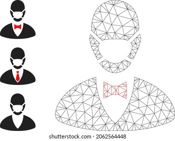 Web carcass boss mask vector icon, and source icons. Flat 2d carcass created from boss mask pictogram. Abstract frame mesh polygonal boss mask. Linear carcass flat mesh in vector format,