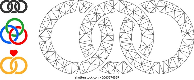 Web carcass circle chain link vector icon, and other icons. Flat 2d carcass created from circle chain link pictogram. Abstract carcass mesh polygonal circle chain link.