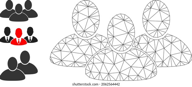 Web carcass customer group vector icon, and additional icons. Flat 2d carcass created from customer group pictogram. Abstract frame mesh polygonal customer group.