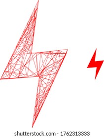 Icono del vector de peligro eléctrico de la canal web. Cáscaras planas 2d creadas a partir de pictograma de riesgo eléctrico. Resumen del riesgo eléctrico poligonal de malla de la canal. Malla plana de trama neta en formato vector eps,