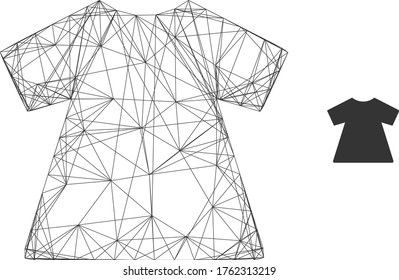 Webkadaver Dame kleidet Vektorsymbol. Flat-2d-Schlachtkörper aus Damenkleidung Piktogramm. Abstrakte Karkasse Mesh Polygonal Lady Kleid. Nettorahmen-Flachmaschen im Vektorformat EPS auf weißem Hintergrund.