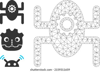 Icono de vector microrobot de canal web e iconos originales. Cáscaras planas 2d creadas a partir de pictograma microrobot. Resumen de la malla de la canal microrobot poligonal. Malla 2D de canal lineal en formato EPS vectorial,