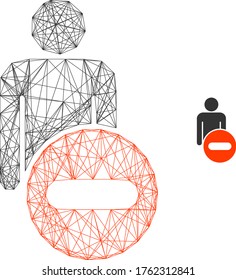 Web carcass remove man figure vector icon. Flat 2d carcass created from remove man figure pictogram. Abstract carcass mesh polygonal remove man figure. Linear frame flat mesh in vector EPS format,