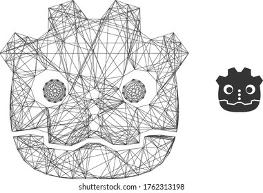 Web carcass robot head vector icon. Flat 2d carcass created from robot head pictogram. Abstract frame mesh polygonal robot head. Wire frame 2D mesh in vector format, on a white background.