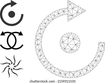 Web carcass rotate vector icon, and original icons. Flat 2d model created from rotate pictogram. Abstract carcass mesh polygonal rotate. Wire carcass flat mesh in eps vector format,