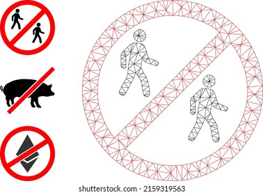 Web carcass stop pedestrian men vector icon, and source icons. Flat 2d model created from stop pedestrian men pictogram. Abstract carcass mesh polygonal stop pedestrian men.