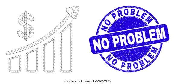 Web carcass success financial chart icon and No Problem seal stamp. Blue vector round scratched stamp with No Problem title.